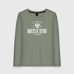 Лонгслив хлопковый женский Москва Born in Russia, цвет: авокадо