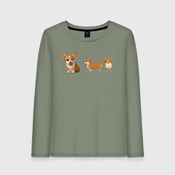 Лонгслив хлопковый женский Корги, цвет: авокадо