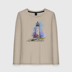 Лонгслив хлопковый женский Crisp Point Lighthouse, цвет: миндальный