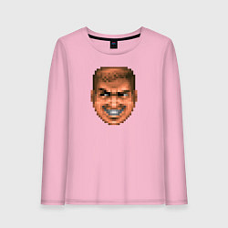 Лонгслив хлопковый женский Doom Guy Happy Face, цвет: светло-розовый