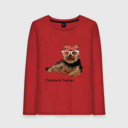 Лонгслив хлопковый женский Yorkshire terrier mom, цвет: красный
