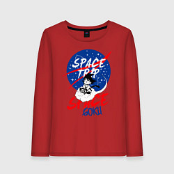 Лонгслив хлопковый женский Space trip, цвет: красный