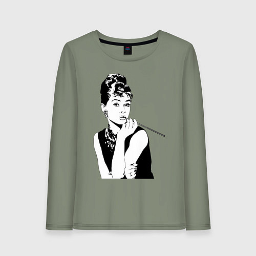 Женский лонгслив Одри Хепбернхлопок / Авокадо – фото 1