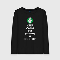 Лонгслив хлопковый женский Keep calm I??m a doctor, цвет: черный