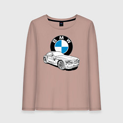 Лонгслив хлопковый женский BMW, цвет: пыльно-розовый
