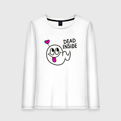 Лонгслив хлопковый женский Dead Inside, цвет: белый