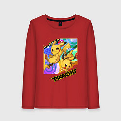 Лонгслив хлопковый женский Pikachu, цвет: красный