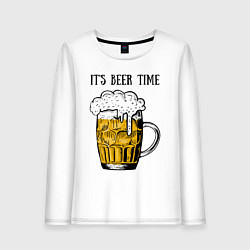 Лонгслив хлопковый женский It's beer time, цвет: белый