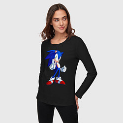 Лонгслив хлопковый женский SONIC, цвет: черный — фото 2