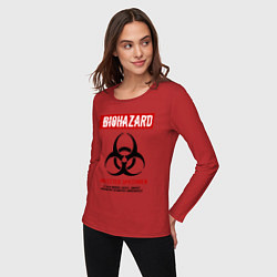 Лонгслив хлопковый женский Biohazard, цвет: красный — фото 2