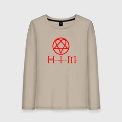 Лонгслив хлопковый женский HIM LOGO RED, цвет: миндальный