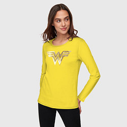 Лонгслив хлопковый женский Wonder Woman logo, цвет: желтый — фото 2