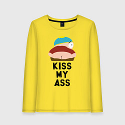 Лонгслив хлопковый женский KISS MY ASS, цвет: желтый