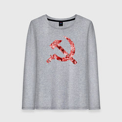 Лонгслив хлопковый женский Ахегао СССР, цвет: меланж