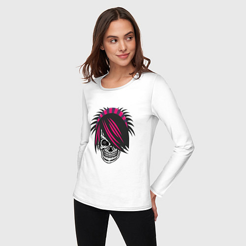 Женский лонгслив Эмо череп / Белый – фото 3