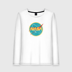 Лонгслив хлопковый женский NASA винтажный логотип, цвет: белый