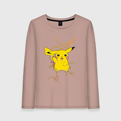 Лонгслив хлопковый женский Pikachu, цвет: пыльно-розовый