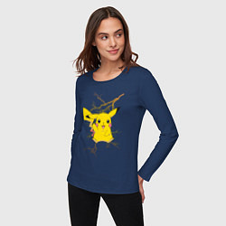 Лонгслив хлопковый женский Pikachu, цвет: тёмно-синий — фото 2