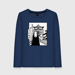 Лонгслив хлопковый женский No-Face Spirited Away Ghibli, цвет: тёмно-синий