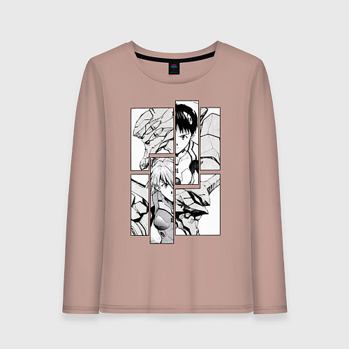 Женский лонгслив Аска и Синдзи, Евангелион / Пыльно-розовый – фото 1