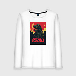 Лонгслив хлопковый женский Godzilla, цвет: белый
