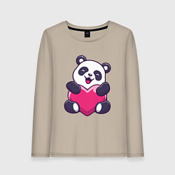 Лонгслив хлопковый женский Панда love, цвет: миндальный