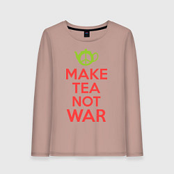 Лонгслив хлопковый женский Make tea not war, цвет: пыльно-розовый