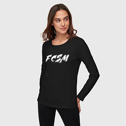 Лонгслив хлопковый женский FCSM, цвет: черный — фото 2