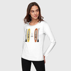 Лонгслив хлопковый женский Сап серфинг, цвет: белый — фото 2