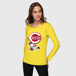 Лонгслив хлопковый женский Cincinnati reds - baseball team - talisman, цвет: желтый — фото 2