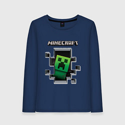Лонгслив хлопковый женский Майнкрафт, цвет: тёмно-синий