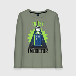 Лонгслив хлопковый женский Trust me, i'm doctor who, цвет: авокадо