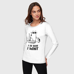 Лонгслив хлопковый женский I do what i want, цвет: белый — фото 2