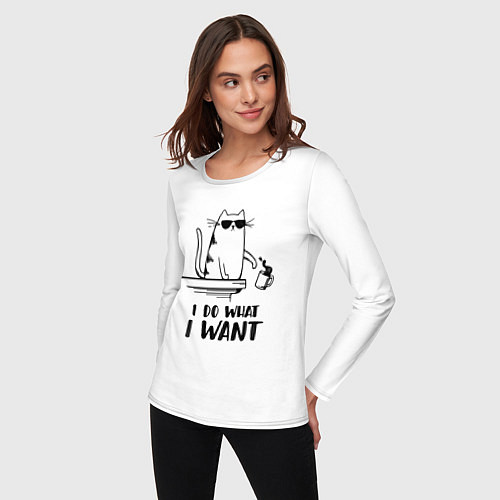 Женский лонгслив I do what i want / Белый – фото 3