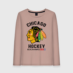 Лонгслив хлопковый женский CHICAGO BLACKHAWKS NHL, цвет: пыльно-розовый