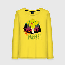Лонгслив хлопковый женский Twick Or Tweet?!, цвет: желтый