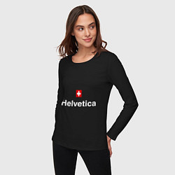 Лонгслив хлопковый женский Helvetica Type, цвет: черный — фото 2