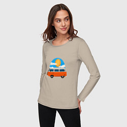 Лонгслив хлопковый женский Volkswagen t1, цвет: миндальный — фото 2