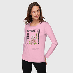 Лонгслив хлопковый женский CREATIVE, цвет: светло-розовый — фото 2