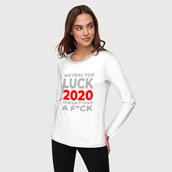 Лонгслив хлопковый женский 2020 Pray For Luck, цвет: белый — фото 2