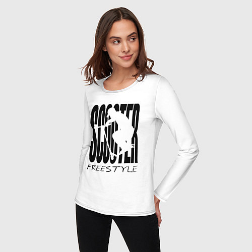 Женский лонгслив Самокатер на стиле / Белый – фото 3