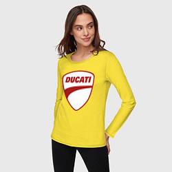 Лонгслив хлопковый женский Ducati Logo Дукати Лого Z, цвет: желтый — фото 2