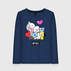 Лонгслив хлопковый женский BT21, цвет: тёмно-синий