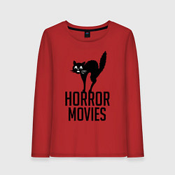 Лонгслив хлопковый женский Horror Movies, цвет: красный