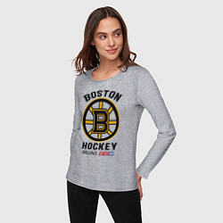 Лонгслив хлопковый женский BOSTON BRUINS NHL, цвет: меланж — фото 2