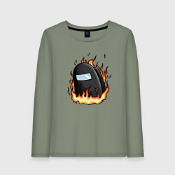 Лонгслив хлопковый женский Among Us fire, цвет: авокадо