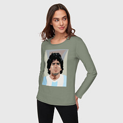 Лонгслив хлопковый женский Диего Марадона, цвет: авокадо — фото 2