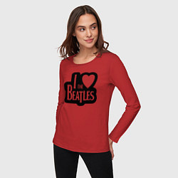 Лонгслив хлопковый женский I love Beatles - Я люблю Битлз, цвет: красный — фото 2