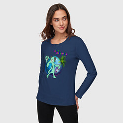 Лонгслив хлопковый женский Аквадискотека, цвет: тёмно-синий — фото 2