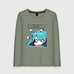 Лонгслив хлопковый женский Грусть, цвет: авокадо